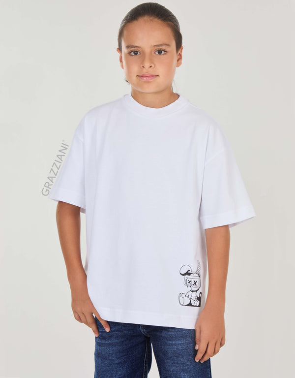 CAMISETA BLANCA OVERSIZE ESTAMPADA