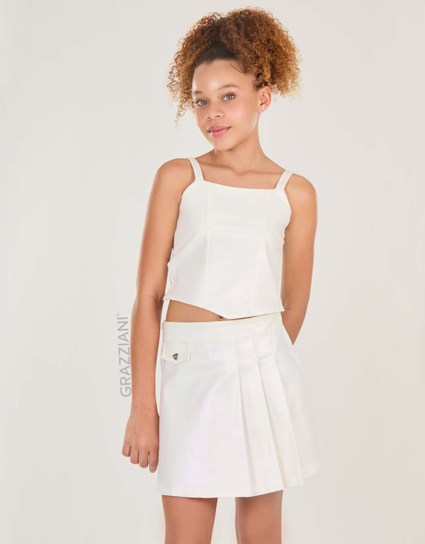 CONJUNTO BLUSA Y FALDA BRILLO