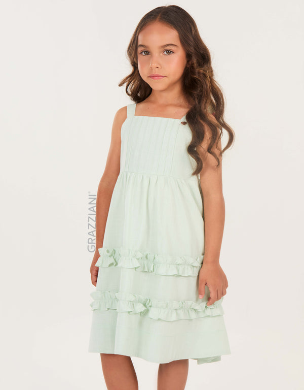 VESTIDO ALGODÓN GOLAS VERDE