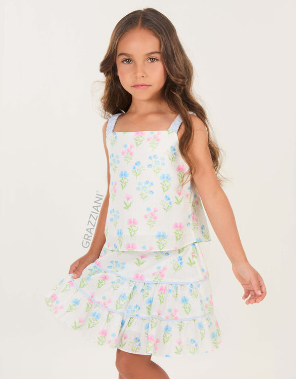 CONJUNTO DE BLUSA y FALDA ESTAMPADA