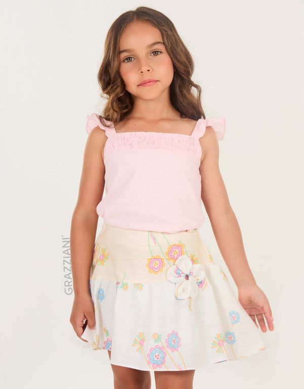 CONJUNTO DE BLUSA y FALDA ESTAMPADA