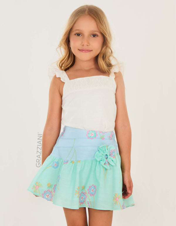 CONJUNTO DE BLUSA y FALDA ESTAMPADA