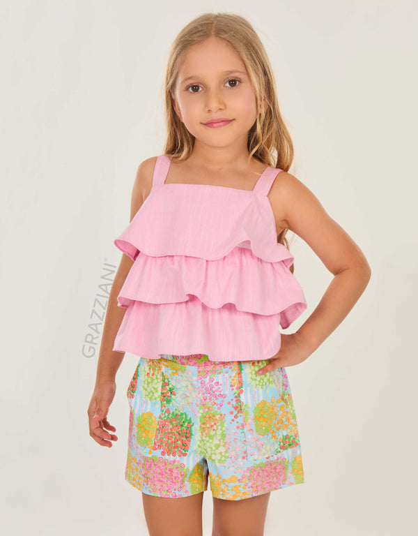 CONJUNTO DE BLUSA Y SHORT ESTAMPADO FLORES