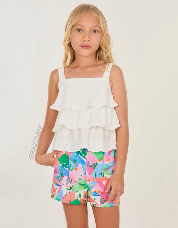 CONJUNTO DE BLUSA Y SHORT ESTAMPADO CASITAS
